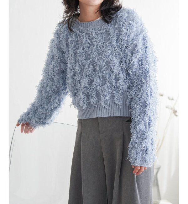 VENCE share style「リボンヤーンショート丈ニット」|ニット・セーター|