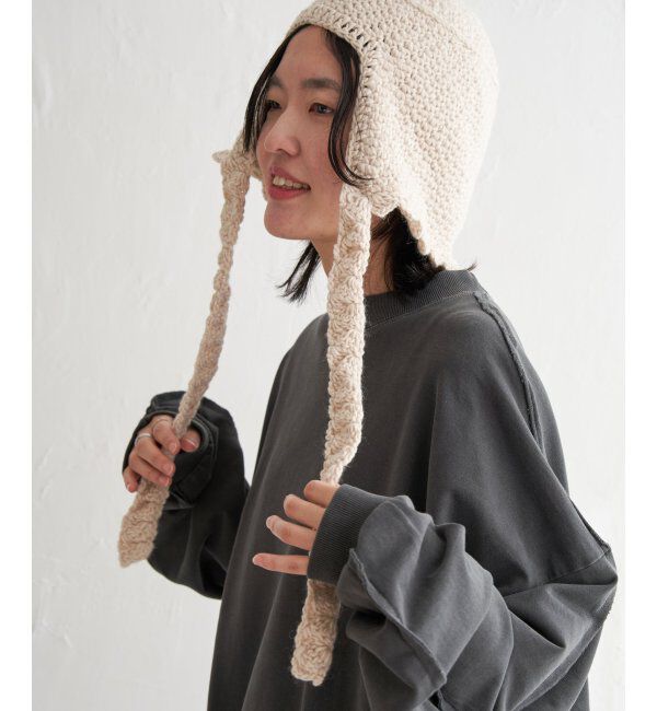 VENCE share style「ワイドリボンクロシェバブーシュカ」|その他|アイボリー