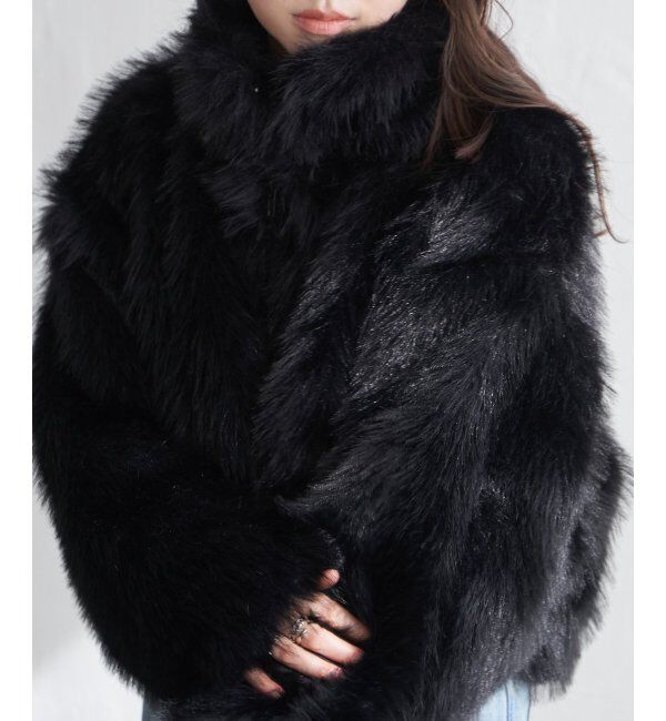 VENCE share style「フェイクファーショート丈ブルゾン」|ブルゾン・スタジャン|ブラック