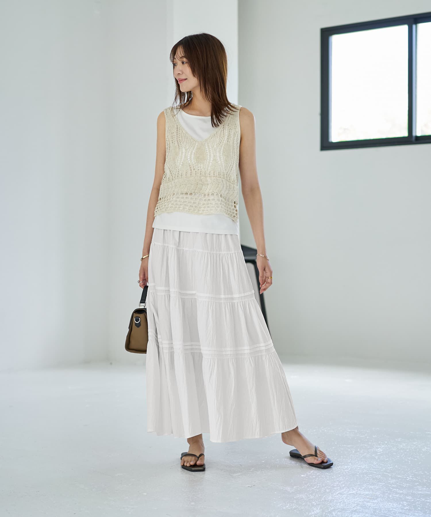 STYLE DELI「コットン質感のタックティアードロングスカート」|スカート|