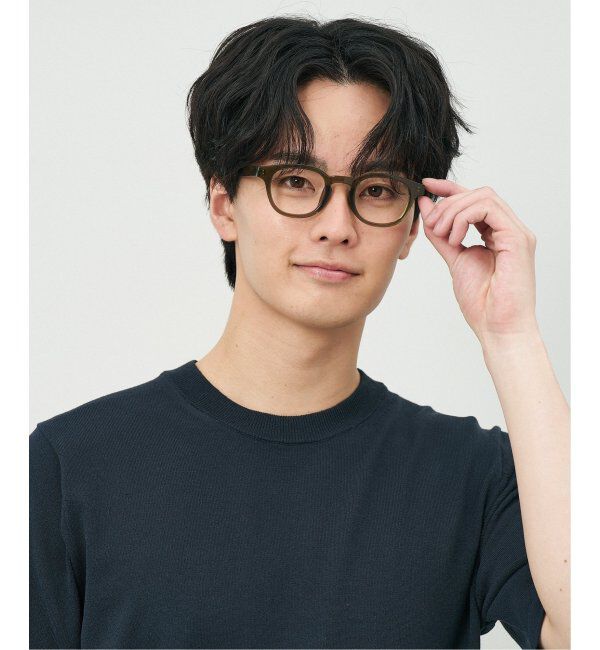  「ウェリントン型 メガネ｜軽量素材｜ボスリントン｜伊達メガネ|ユニセックス 小顔効果  レンズ交換券付」|メガネ|オリーブ