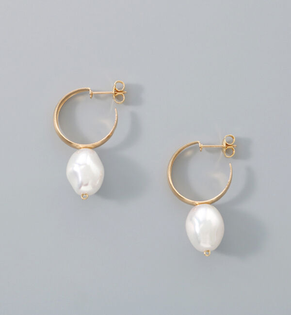  「ニュアンスパール ゴールドフープピアス」|ピアス|PRL