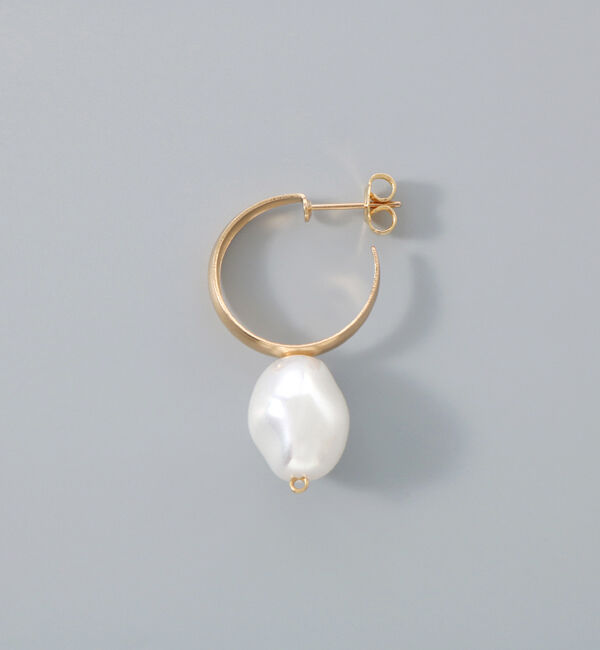  「ニュアンスパール ゴールドフープピアス」|ピアス|