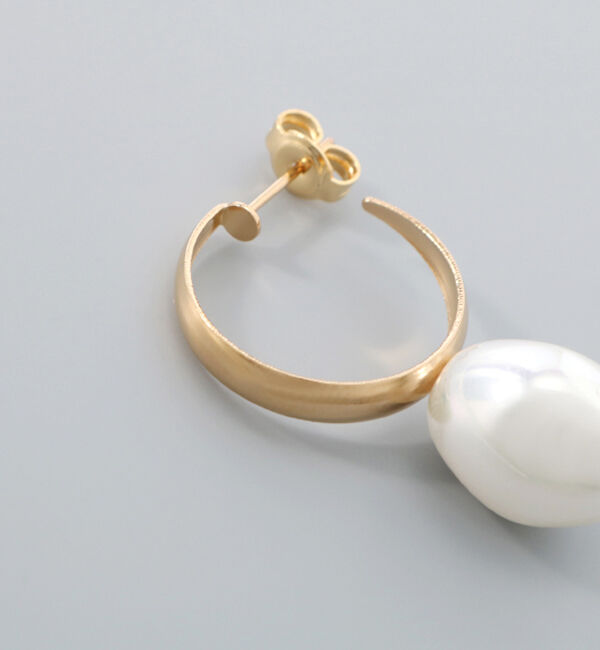  「ニュアンスパール ゴールドフープピアス」|ピアス|