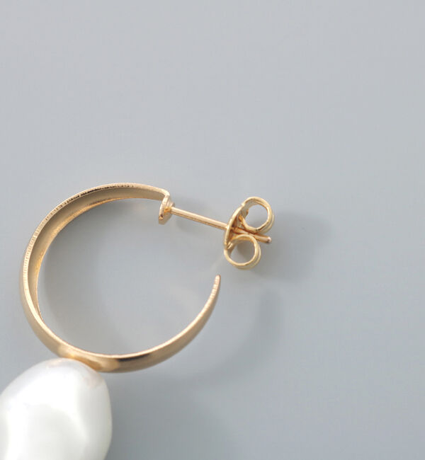  「ニュアンスパール ゴールドフープピアス」|ピアス|