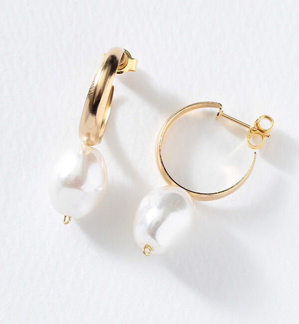 「ニュアンスパール ゴールドフープピアス」|ピアス|PRL