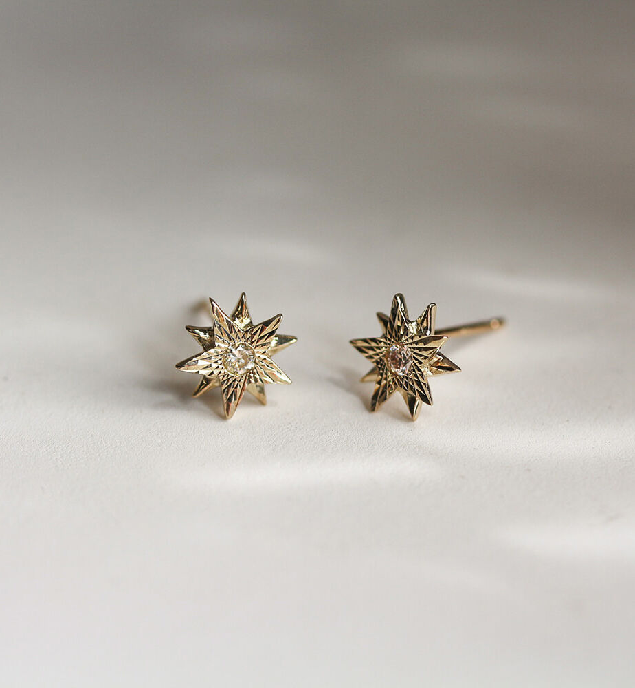  「ダイヤモンド スター ピアス | K10YG」|ピアス|