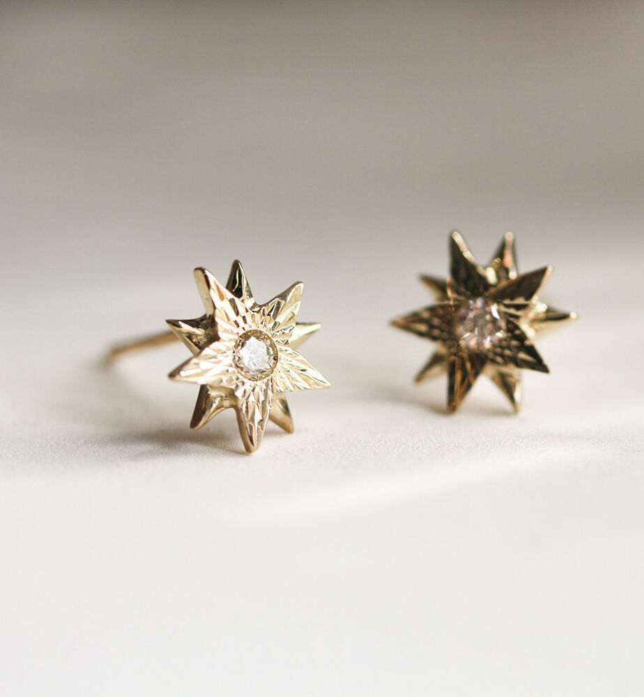  「ダイヤモンド スター ピアス | K10YG」|ピアス|