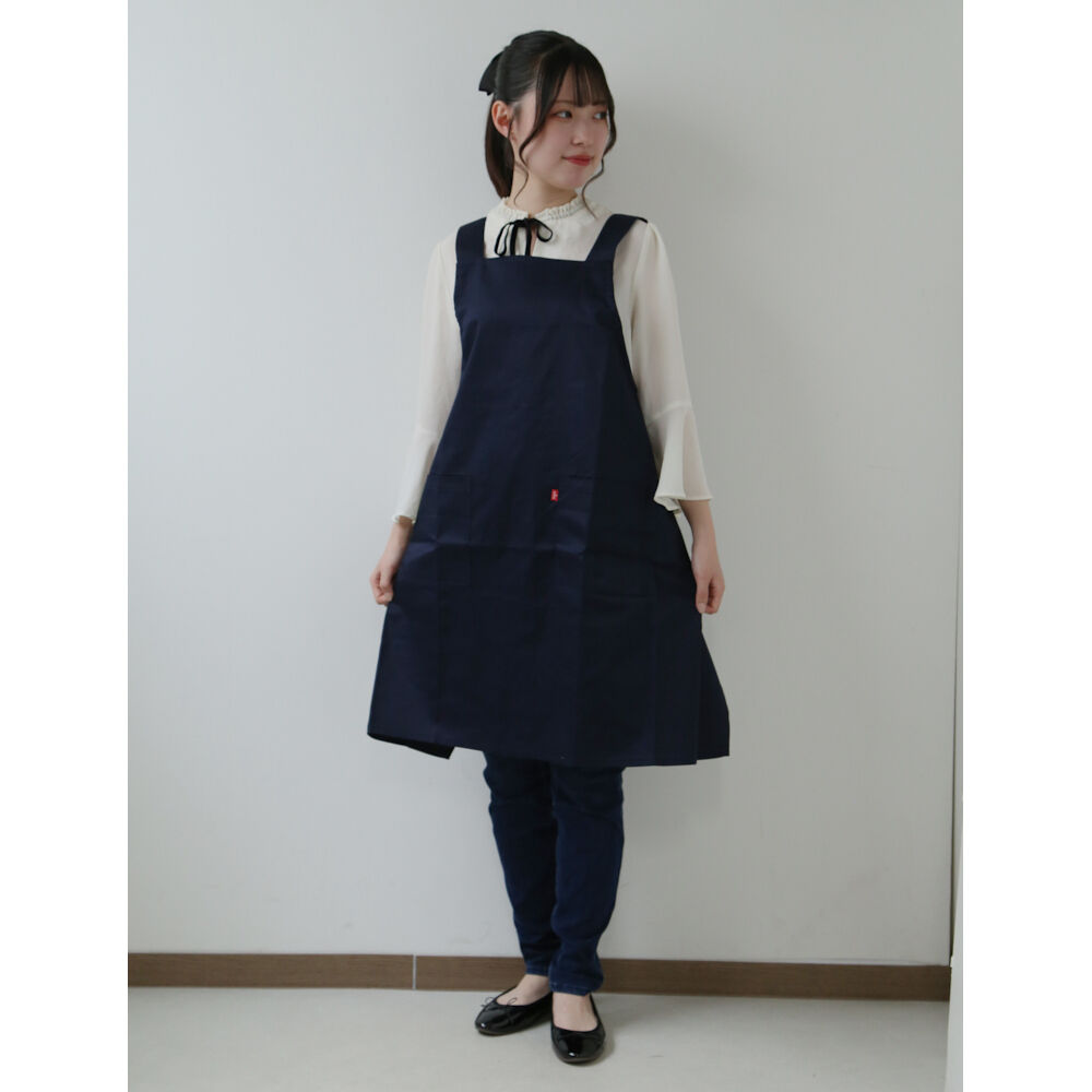 BACKYARD FAMILY「エプロン おしゃれ 通販 EDWIN エドウィン 前掛け 保育士 H型 ワークエプロン」|その他|ブルー1