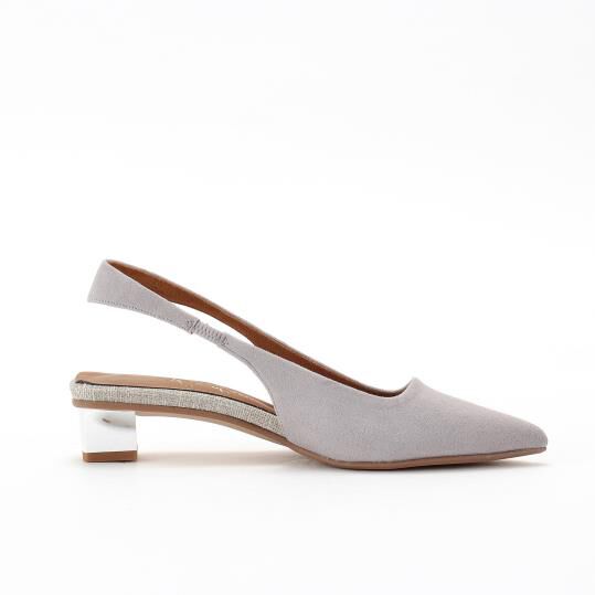 銀座かねまつ「NB250203SUELGY 【本革】メタリックヒールスリングバックパンプス」|パンプス|