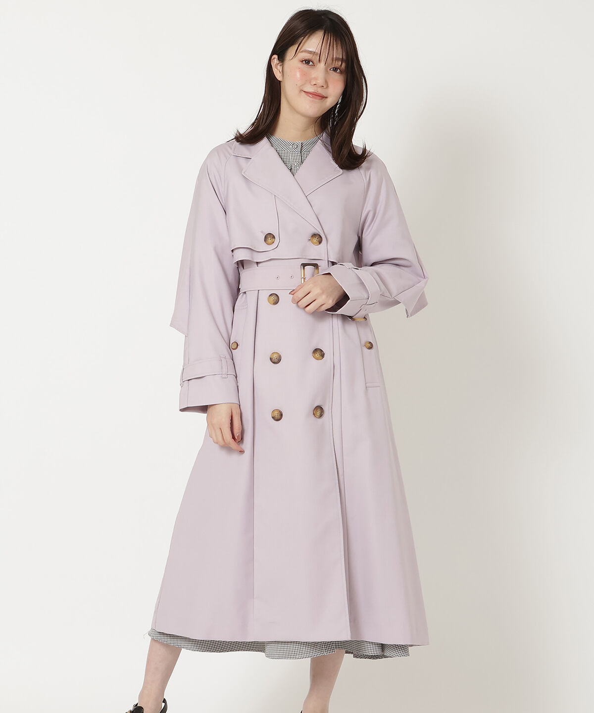 REDYAZEL「バックフリルケープトレンチコート」|トレンチコート|ピンク