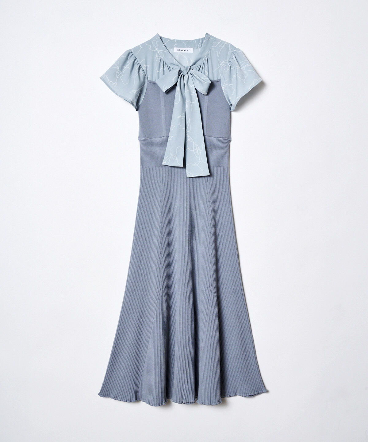 REDYAZEL「ニットドッキングフラワープリントワンピース」|ワンピース|