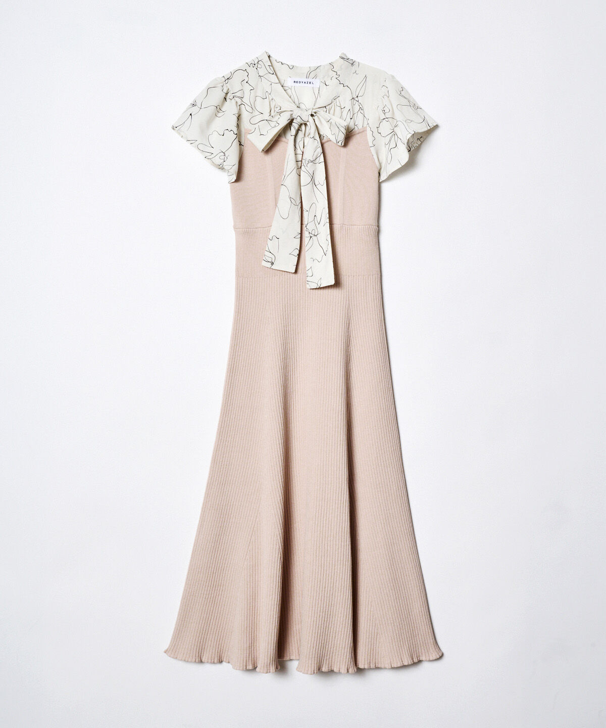 REDYAZEL「ニットドッキングフラワープリントワンピース」|ワンピース|