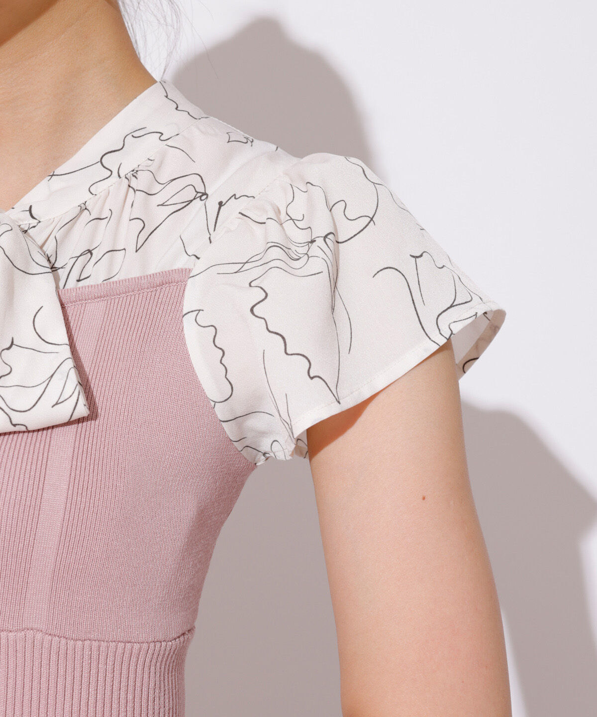 REDYAZEL「ニットドッキングフラワープリントワンピース」|ワンピース|