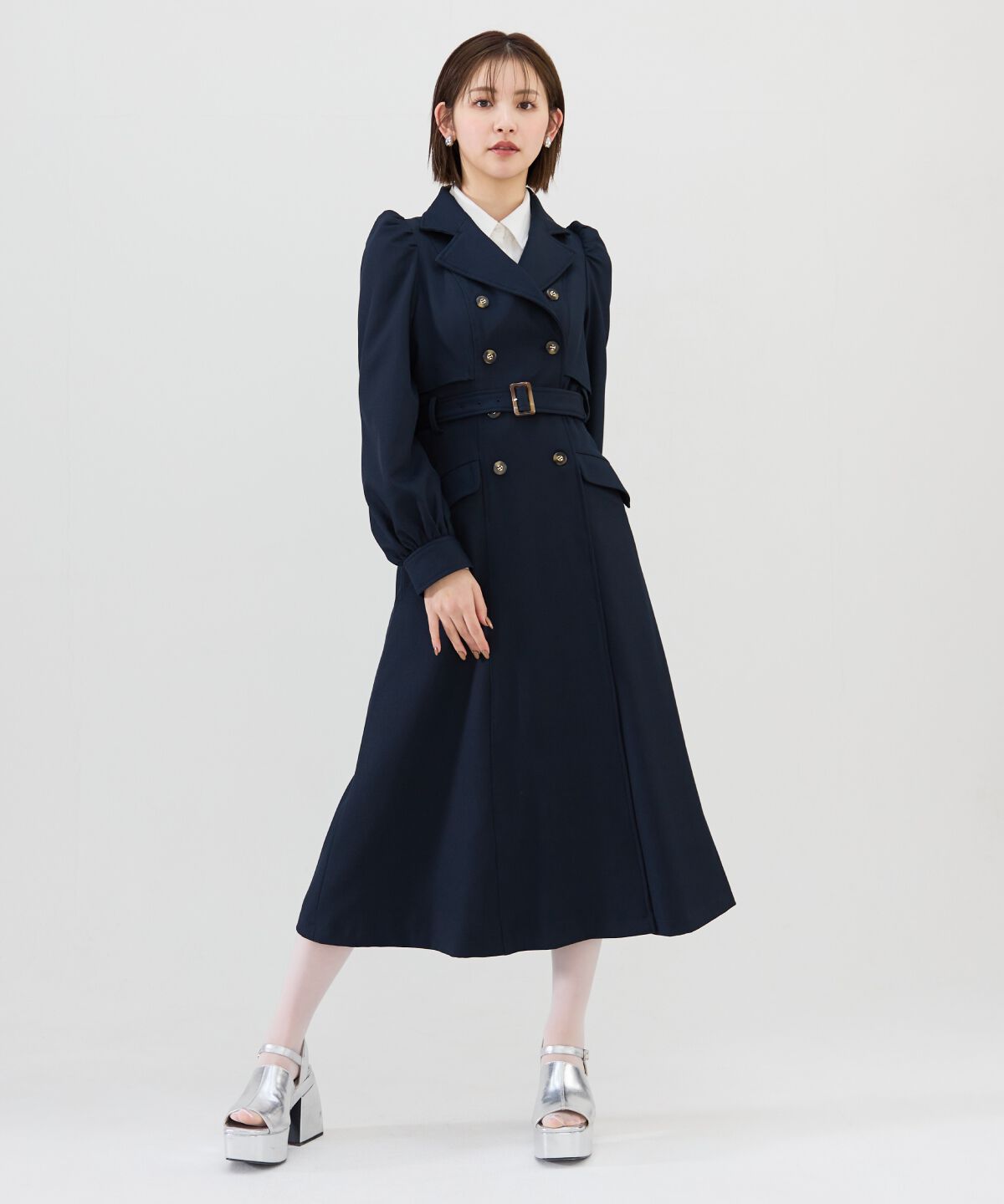 REDYAZEL「パフスリーブロングトレンチコート」|トレンチコート|