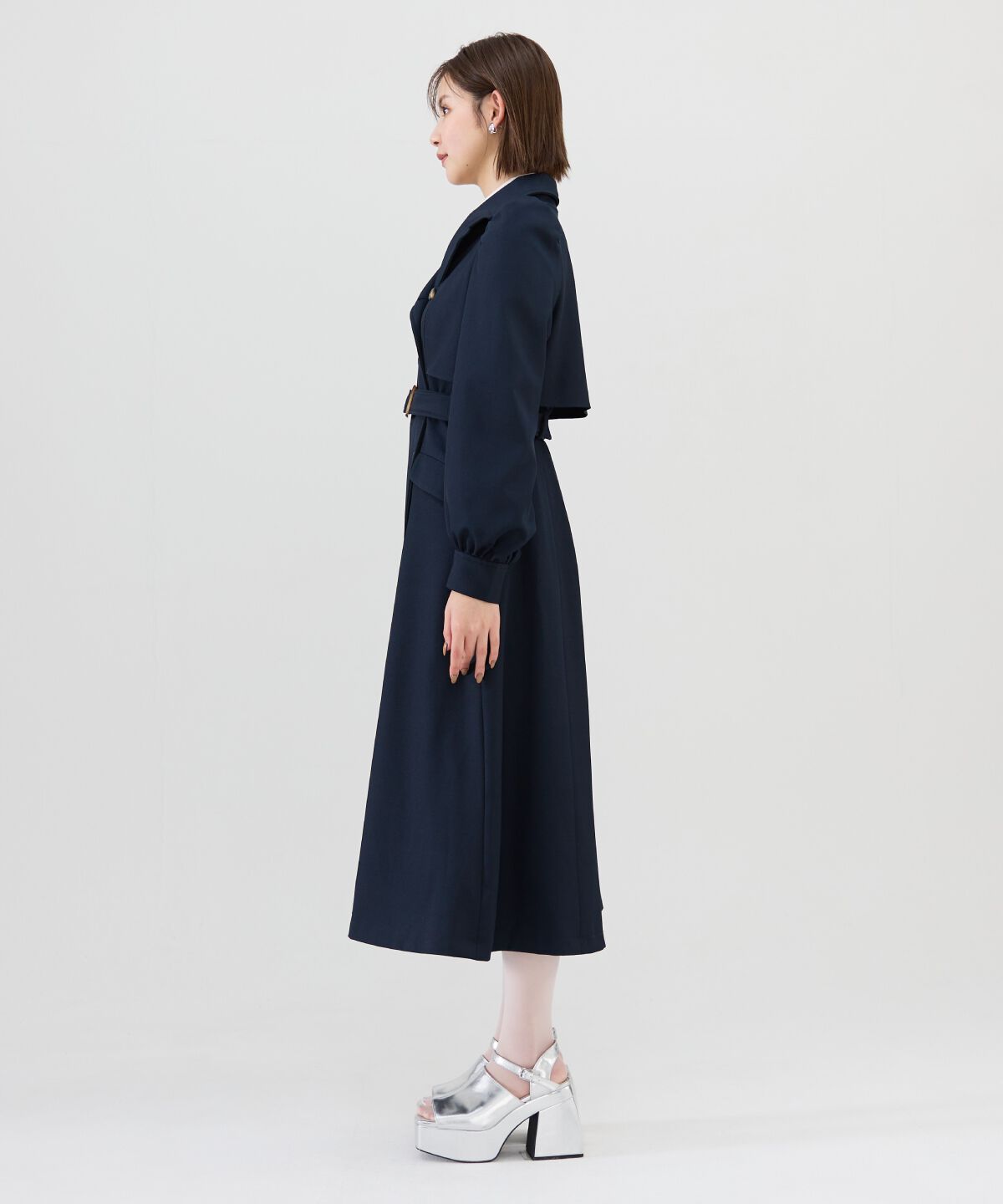REDYAZEL「パフスリーブロングトレンチコート」|トレンチコート|