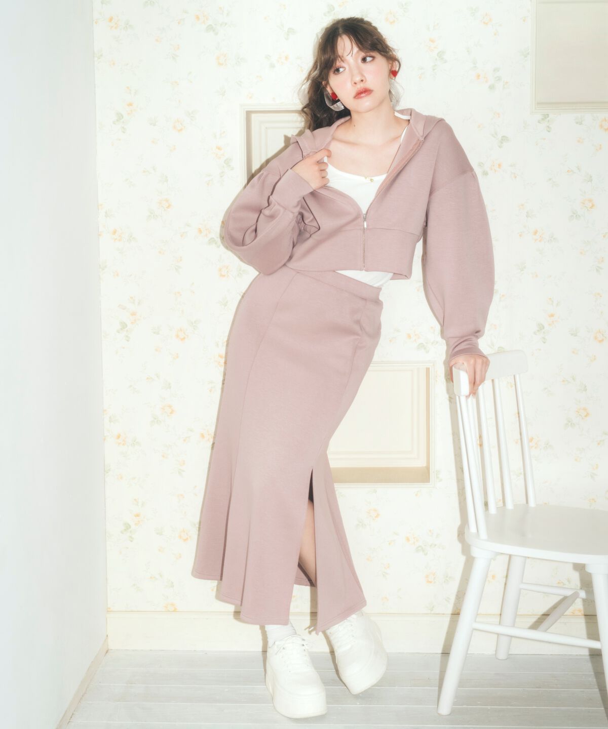 REDYAZEL「ダンボールマーメイドロングスカート」|フレア|ピンク