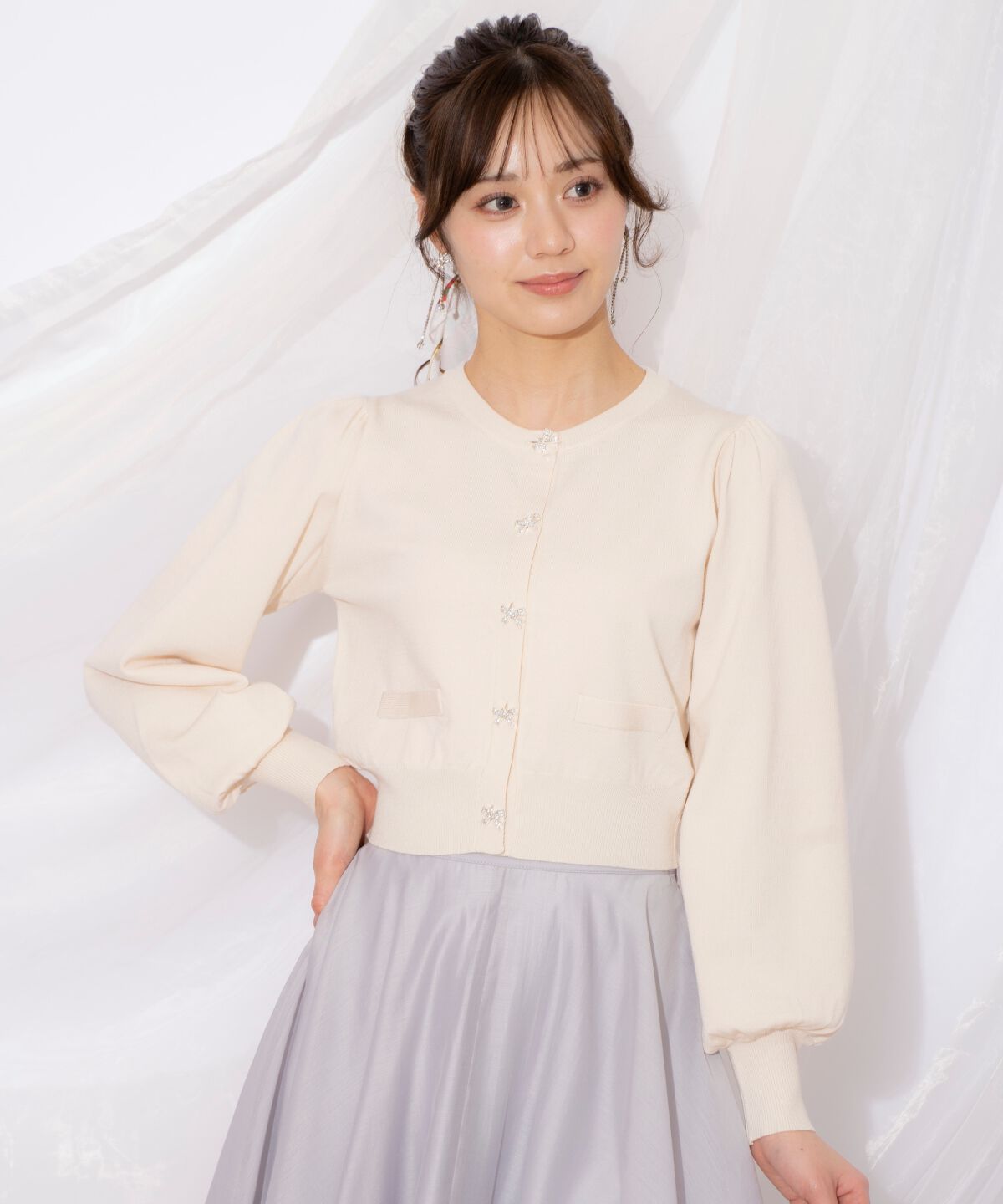 WILLSELECTION「ビジューリボンカーディガン」|カーディガン|