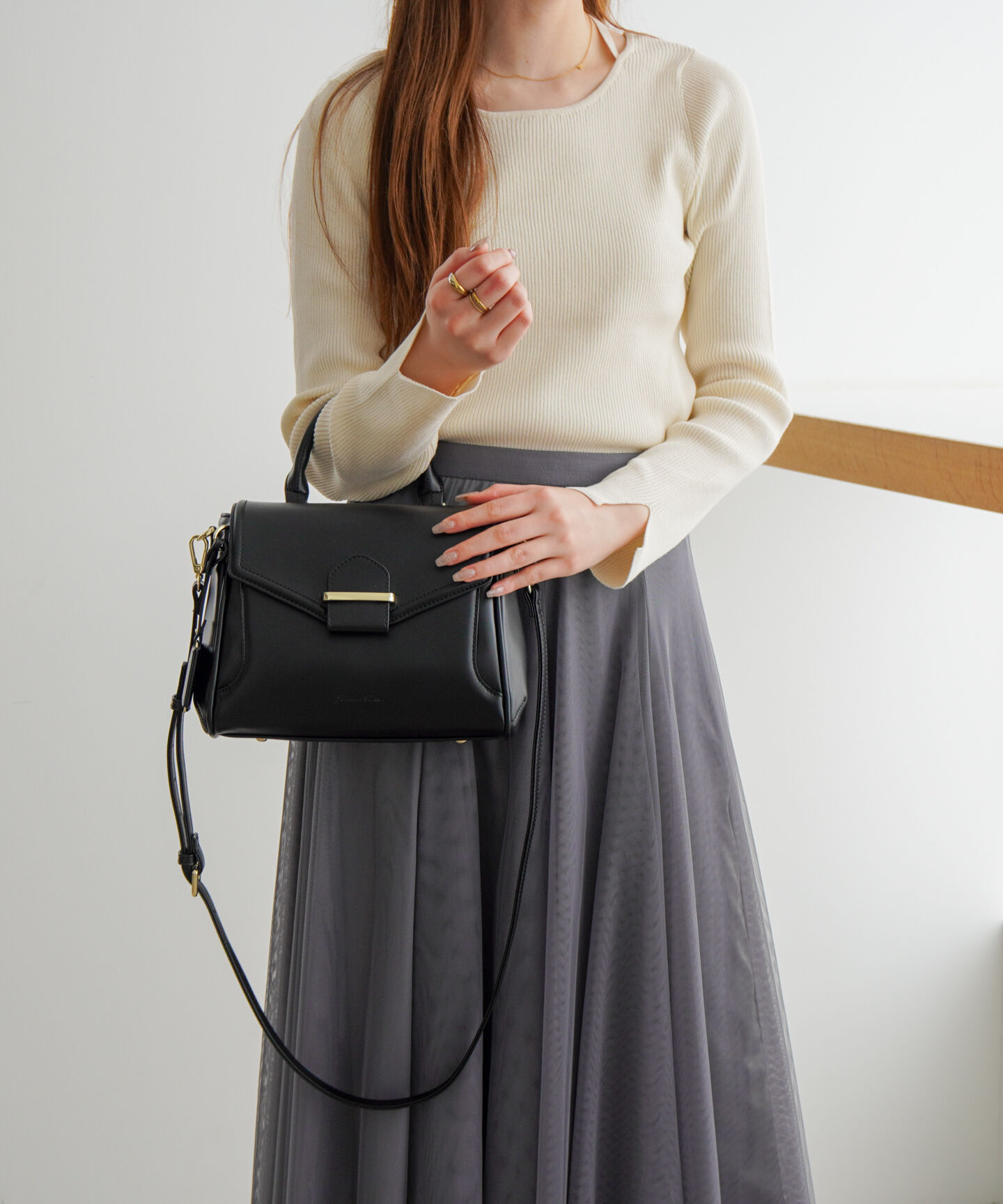 Jewelna Rose「Jewelna Rose ルース・ハンドバッグ 2WAY 16147」|ショルダー・メッセンジャー|ブラック