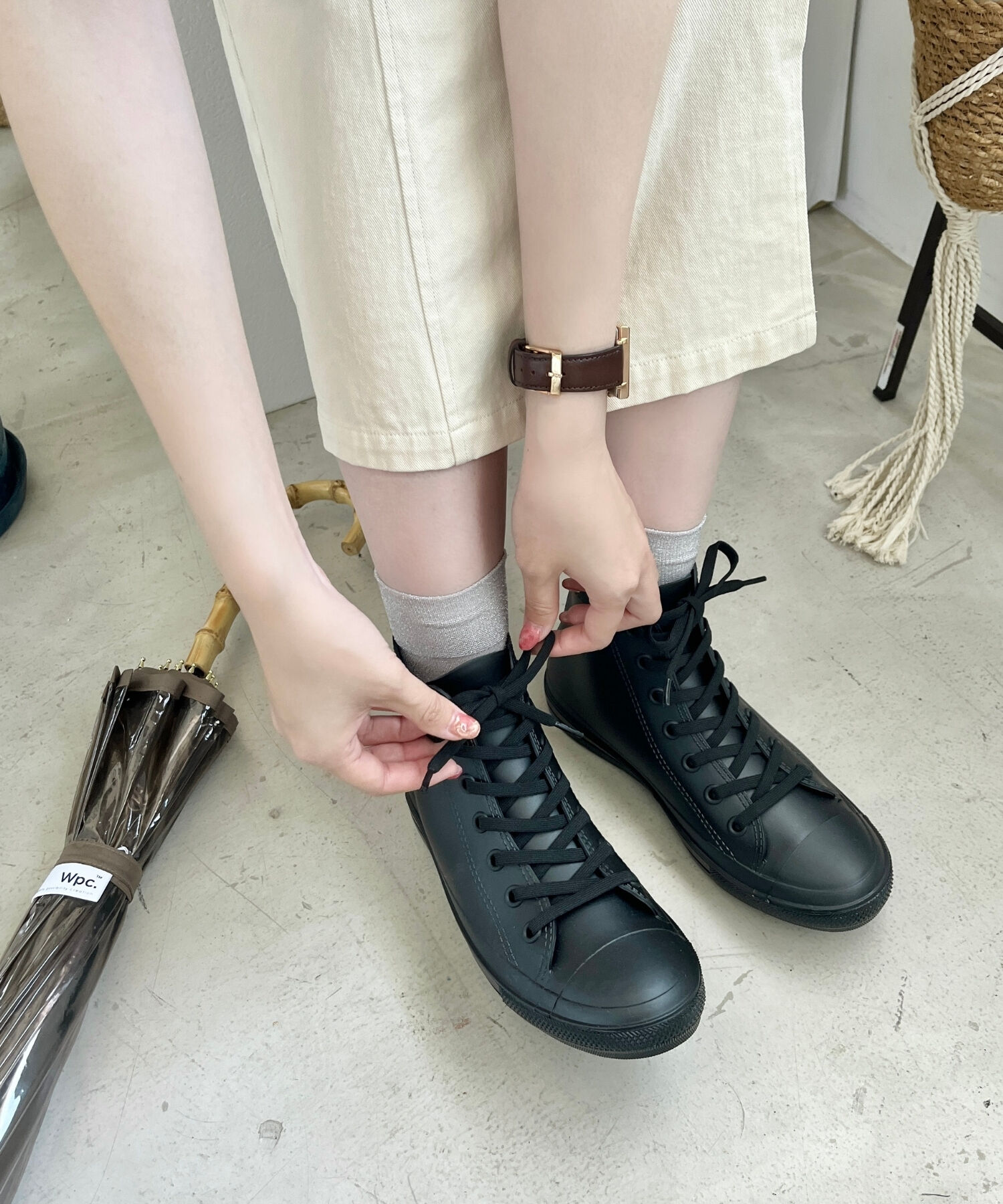 ORiental TRaffic「【防水】 ハイカット レインスニーカー /R-0016  晴雨兼用 ハイカットスニーカー 柔らかい」|スニーカー|