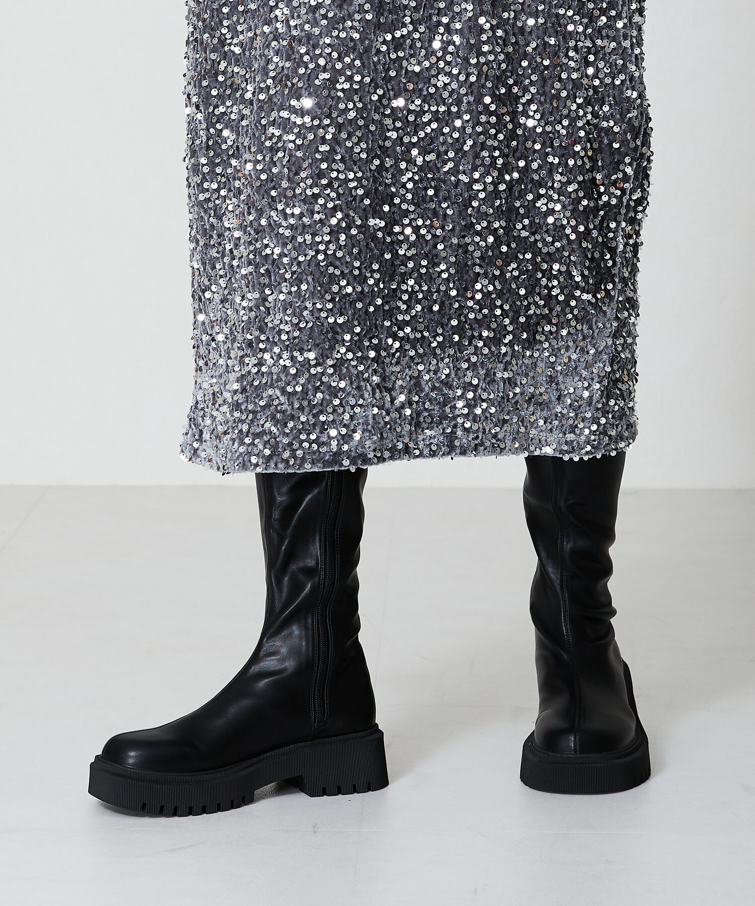 ORiental TRaffic「【 厚底 ・ 軽量 】タンクソールストレッチロングブーツ/41501」|ロングブーツ|