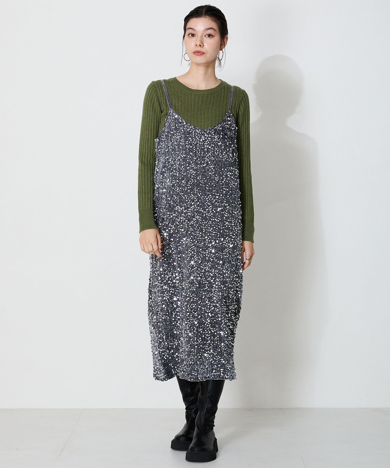 ORiental TRaffic「【 厚底 ・ 軽量 】タンクソールストレッチロングブーツ/41501」|ロングブーツ|