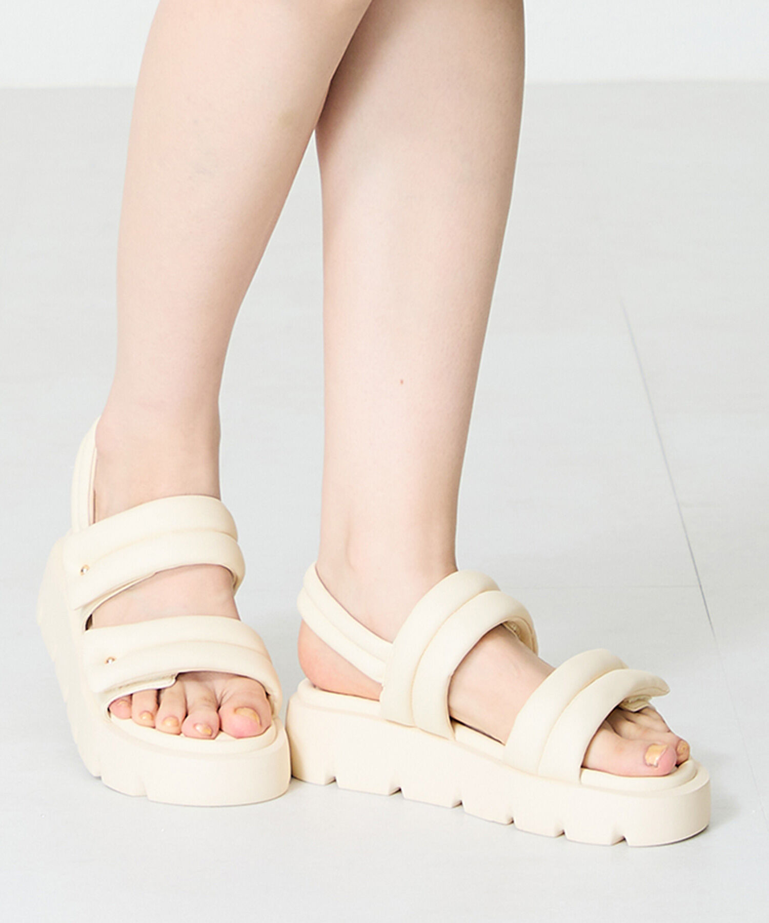 ORiental TRaffic「●2025春夏新作●パデットダブルベルト厚底サンダル/51202 サンダル 人気 トレンド 売れてる」|サンダル|