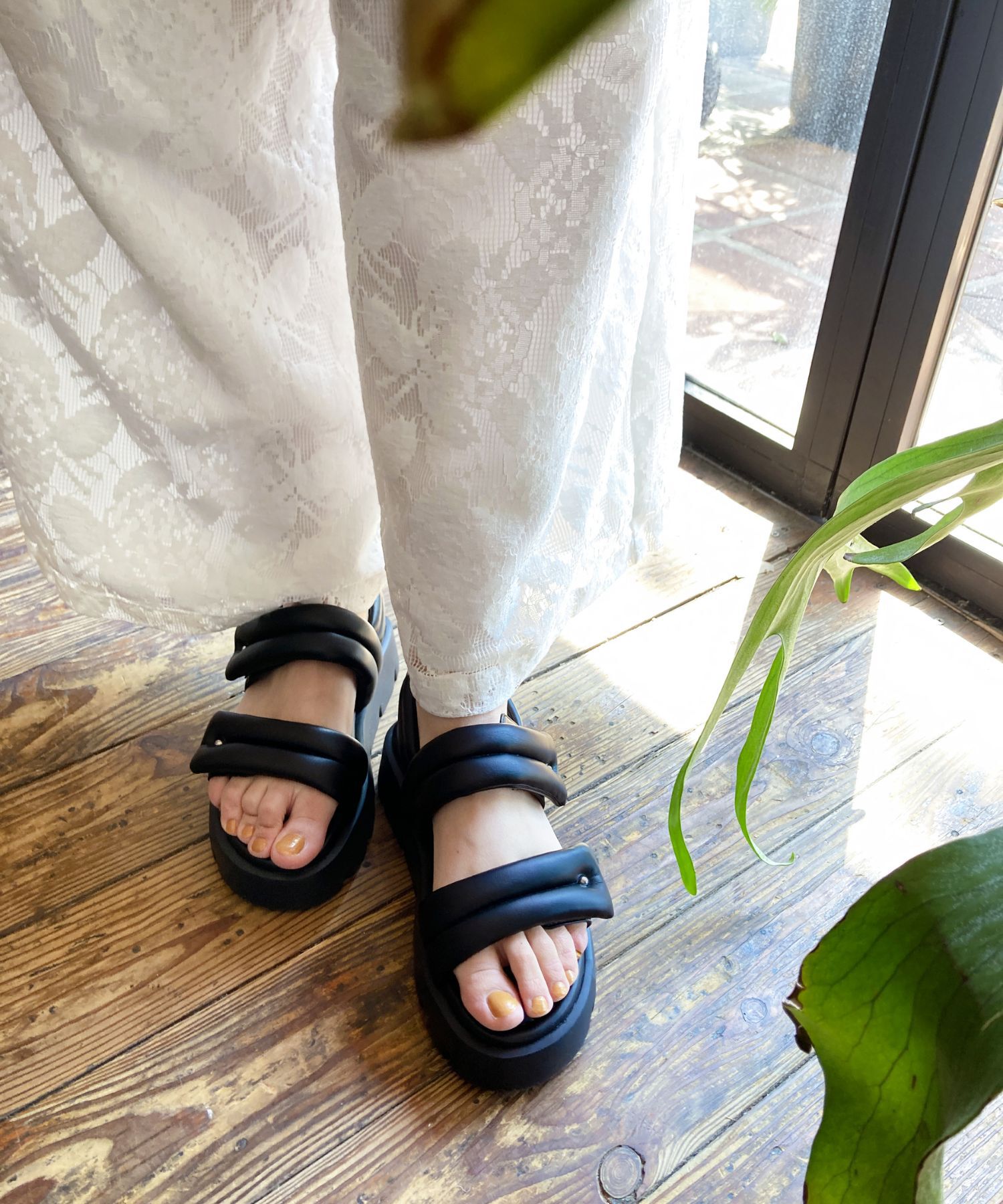 ORiental TRaffic「●2025春夏新作●パデットダブルベルト厚底サンダル/51202 サンダル 人気 トレンド 売れてる」|サンダル|