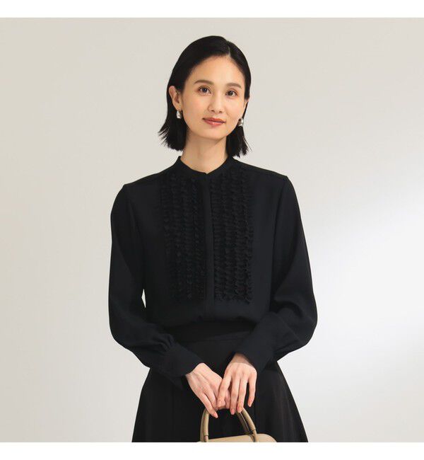 Demi-Luxe BEAMS 「ジョーゼット フリルブラウス＊」|シャツ・ブラウス|BLACK