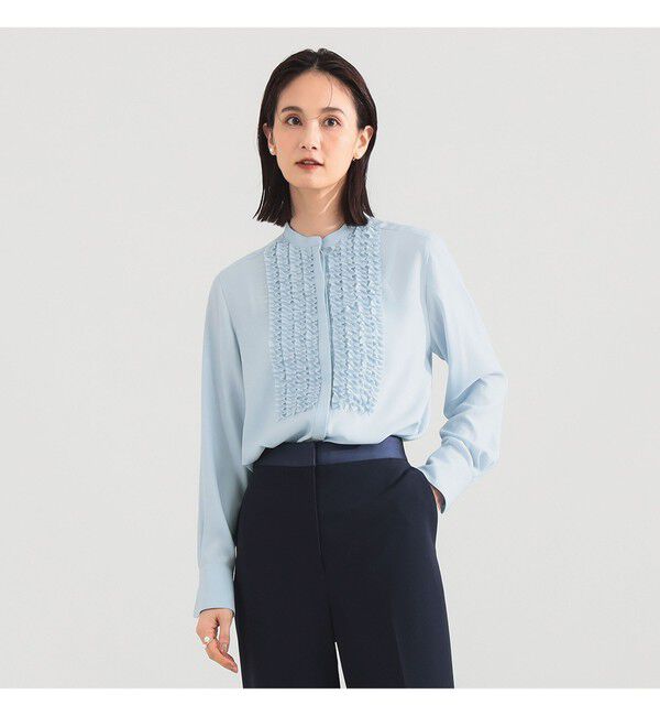 Demi-Luxe BEAMS 「ジョーゼット フリルブラウス＊」|シャツ・ブラウス|LIGHT.BLUE
