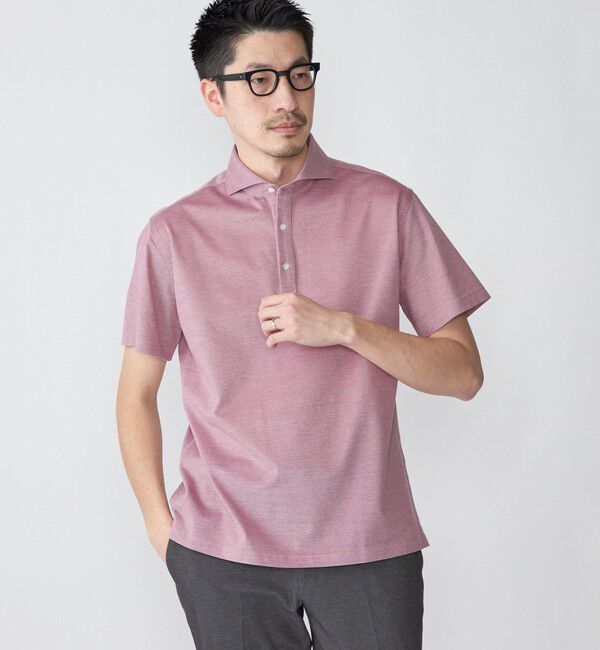 SHIPS「SHIPS：ALBINI 32ゲージ カノコ無地 ポロシャツ」|ポロシャツ|ピンク系