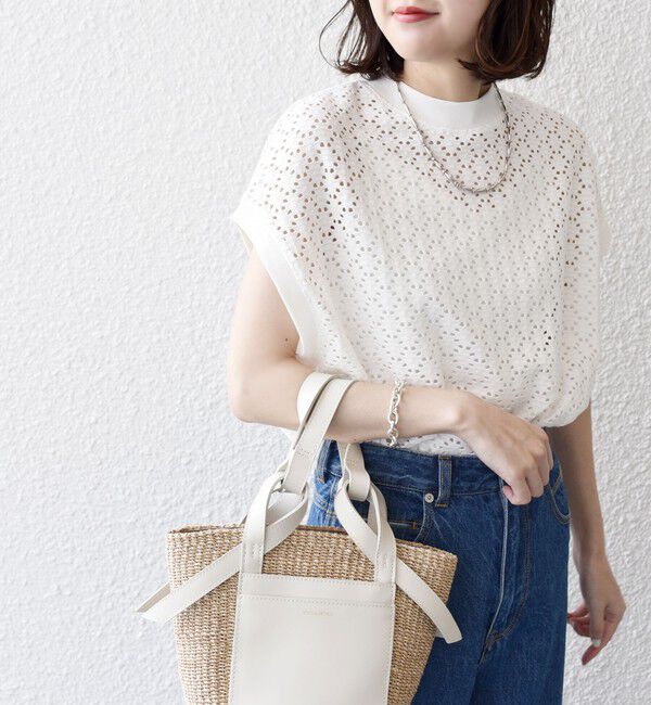 SHIPS for women「【WEB限定】〈手洗い可能〉アイレット クルーネック プルオーバー」|Tシャツ・カットソー|