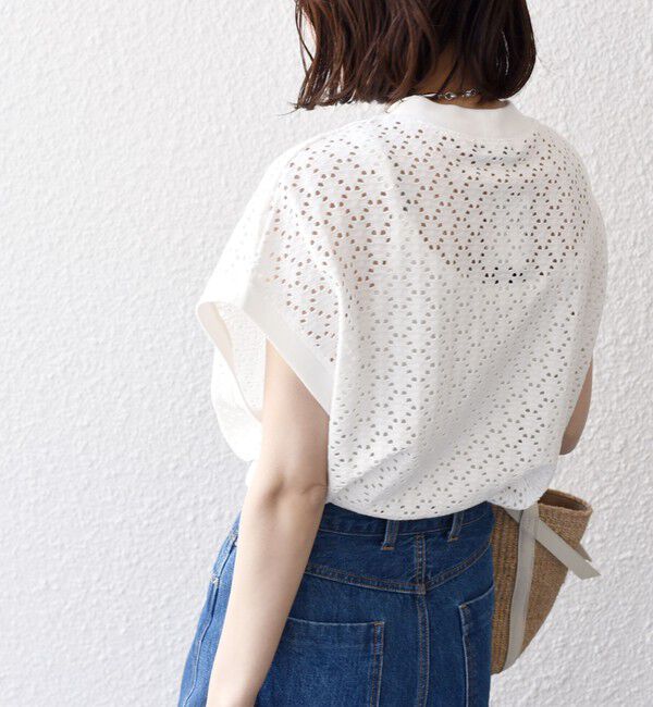 SHIPS for women「【WEB限定】〈手洗い可能〉アイレット クルーネック プルオーバー」|Tシャツ・カットソー|