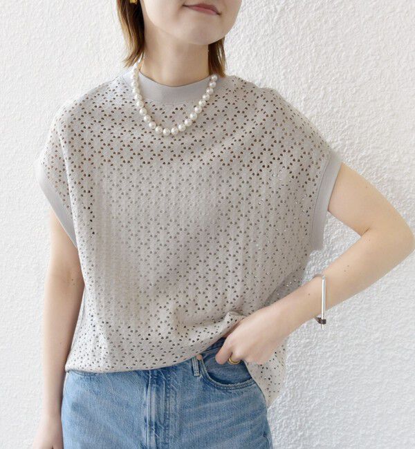 SHIPS for women「【WEB限定】〈手洗い可能〉アイレット クルーネック プルオーバー」|Tシャツ・カットソー|