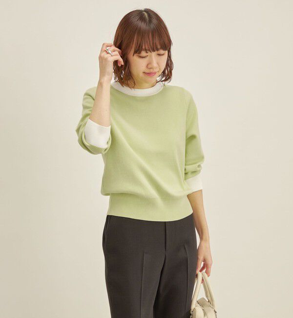 SHIPS for women「〈手洗い可能〉コットン 配色 バックボタン プルオーバー◇」|ニット・セーター|