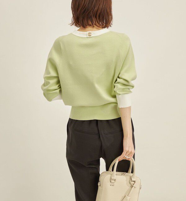 SHIPS for women「〈手洗い可能〉コットン 配色 バックボタン プルオーバー◇」|ニット・セーター|