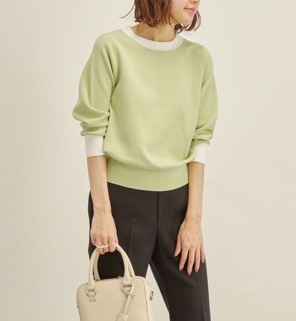 SHIPS for women「〈手洗い可能〉コットン 配色 バックボタン プルオーバー◇」|ニット・セーター|