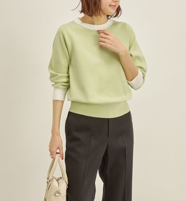 SHIPS for women「〈手洗い可能〉コットン 配色 バックボタン プルオーバー◇」|ニット・セーター|