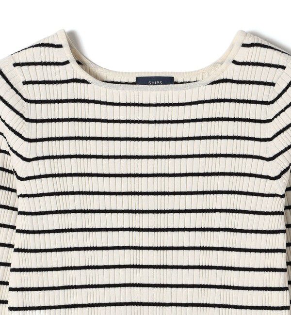 SHIPS for women「〈手洗い可能〉フェルガナ コットン ランダム リブ スクエアネック プルオーバー ◇」|ニット・セーター|