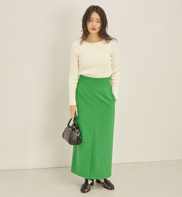 SHIPS for women「〈手洗い可能〉フェルガナ コットン ランダム リブ スクエアネック プルオーバー ◇」|ニット・セーター|