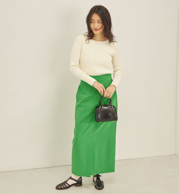 SHIPS for women「〈手洗い可能〉フェルガナ コットン ランダム リブ スクエアネック プルオーバー ◇」|ニット・セーター|