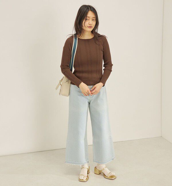 SHIPS for women「〈手洗い可能〉フェルガナ コットン ランダム リブ スクエアネック プルオーバー ◇」|ニット・セーター|