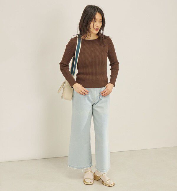 SHIPS for women「〈手洗い可能〉フェルガナ コットン ランダム リブ スクエアネック プルオーバー ◇」|ニット・セーター|