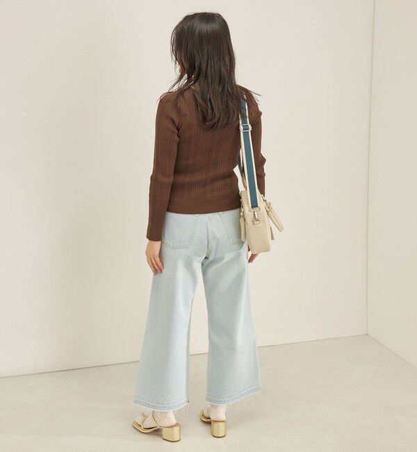 SHIPS for women「〈手洗い可能〉フェルガナ コットン ランダム リブ スクエアネック プルオーバー ◇」|ニット・セーター|