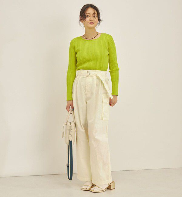 SHIPS for women「〈手洗い可能〉フェルガナ コットン ランダム リブ スクエアネック プルオーバー ◇」|ニット・セーター|