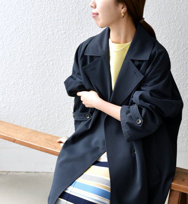 SHIPS any「SHIPS any: 〈洗濯機可能〉フレア ミディ トレンチ コート」|トレンチコート|ネイビー