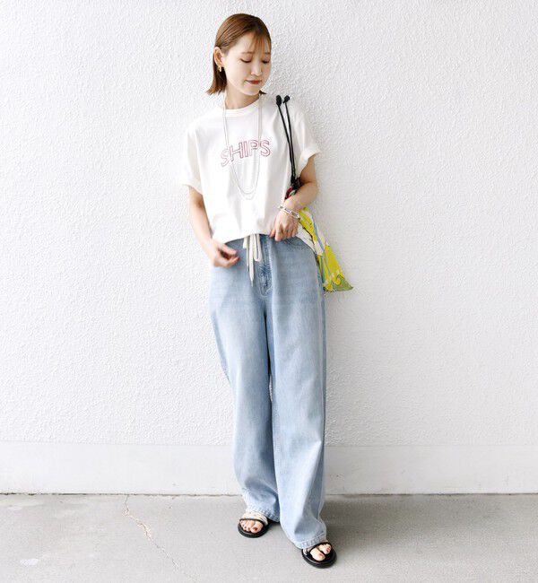 SHIPS for women「【WEB限定】 SHIPS ラウンド プリント ロゴ TEE」|Tシャツ・カットソー|