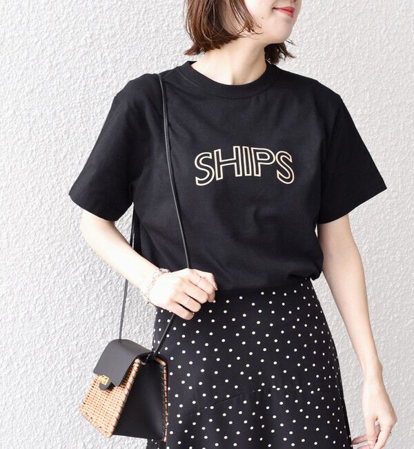 SHIPS for women「【WEB限定】 SHIPS ラウンド プリント ロゴ TEE」|Tシャツ・カットソー|