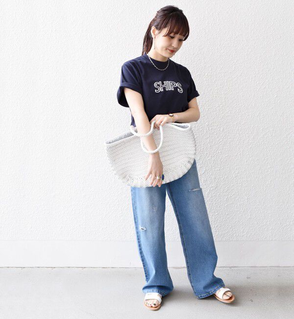 SHIPS for women「【WEB限定】 SHIPS ラウンド プリント ロゴ TEE」|Tシャツ・カットソー|