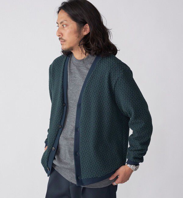 SHIPS「SHIPS: 〈洗濯機可能〉ジャカード 小紋柄 Vネック カーディガン」|カーディガン|